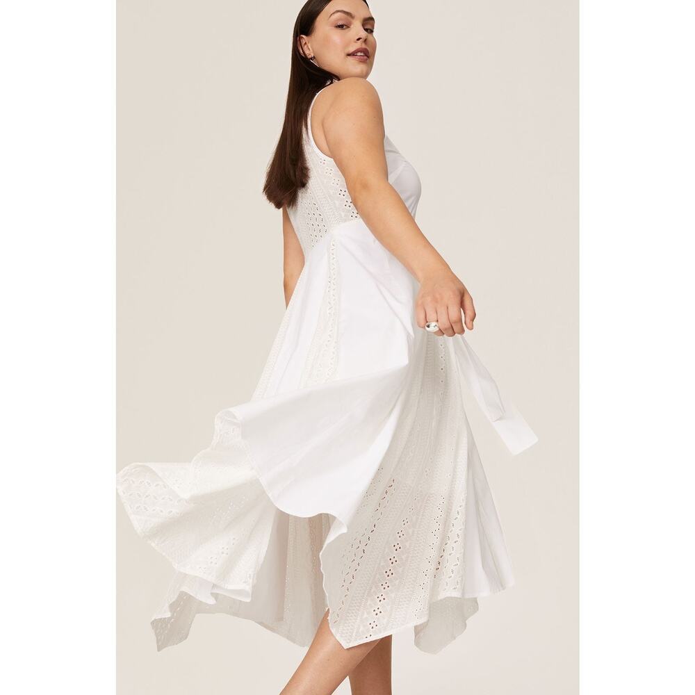 Marissa Webb White Cotton Poplin Sleeveless Button Front Collared Dress Size 6